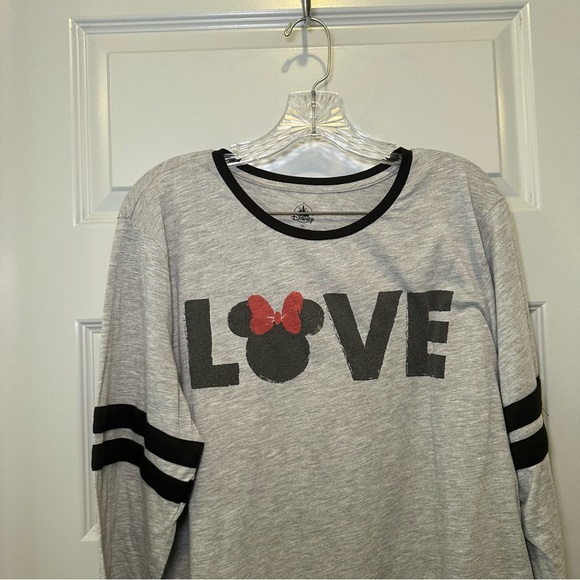 Disney Grey “Love” Scoop Neck Varsity Striped Long Sleeve Top size 2XL - Picture 8 of 8